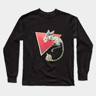 Cute Gerboa on a Red Triangle Long Sleeve T-Shirt